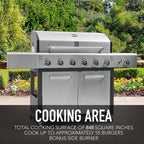 Kenmore 6-Burner Propane Gas Grill with Side Burner, PG-40611S0L, Stainless Steel with Black Trim