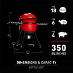 Kamado Joe Kettle Joe 22 in. Charcoal Grill in Red with Hinged Lid, Cart, and Side Shelves
