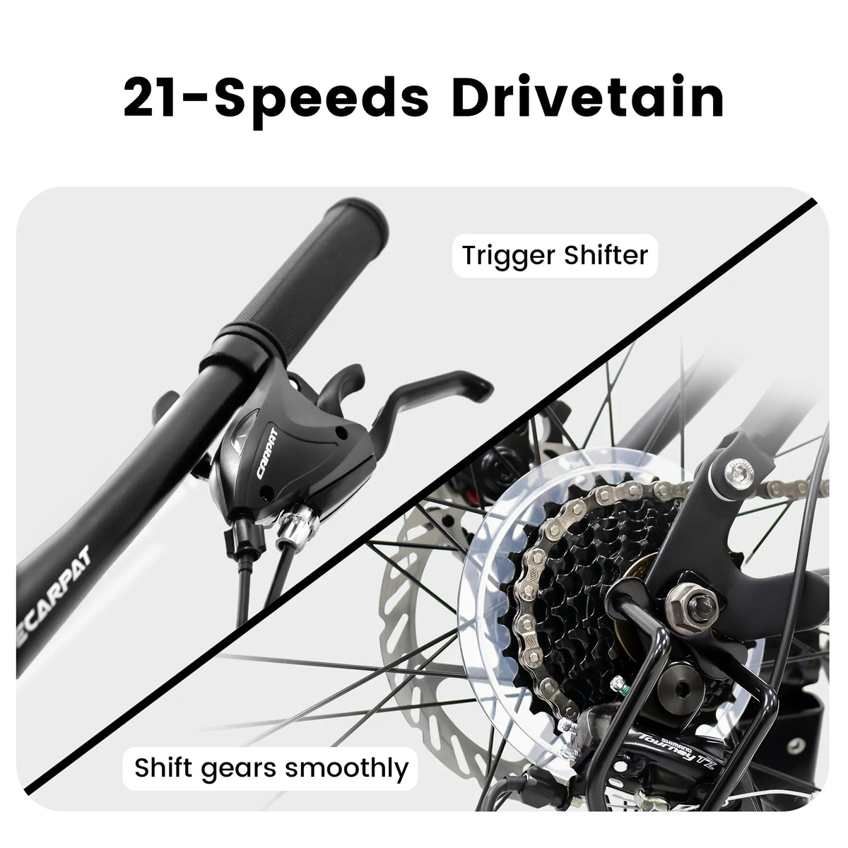 Mountain Bike 26 inch Wheels, 21-Speed Full Suspension Mens Womens Trail Commuter City Mountain Bike, Carbon Steel Frame Disc Brakes Thumb Shifter Front Fork Rear Shock Absorber Bicycles