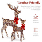 Best Choice Products 6.5ft 3-Piece Lighted Christmas Deer Set Outdoor Yard Decoration w/ 385 LED Lights, Stakes - Gold