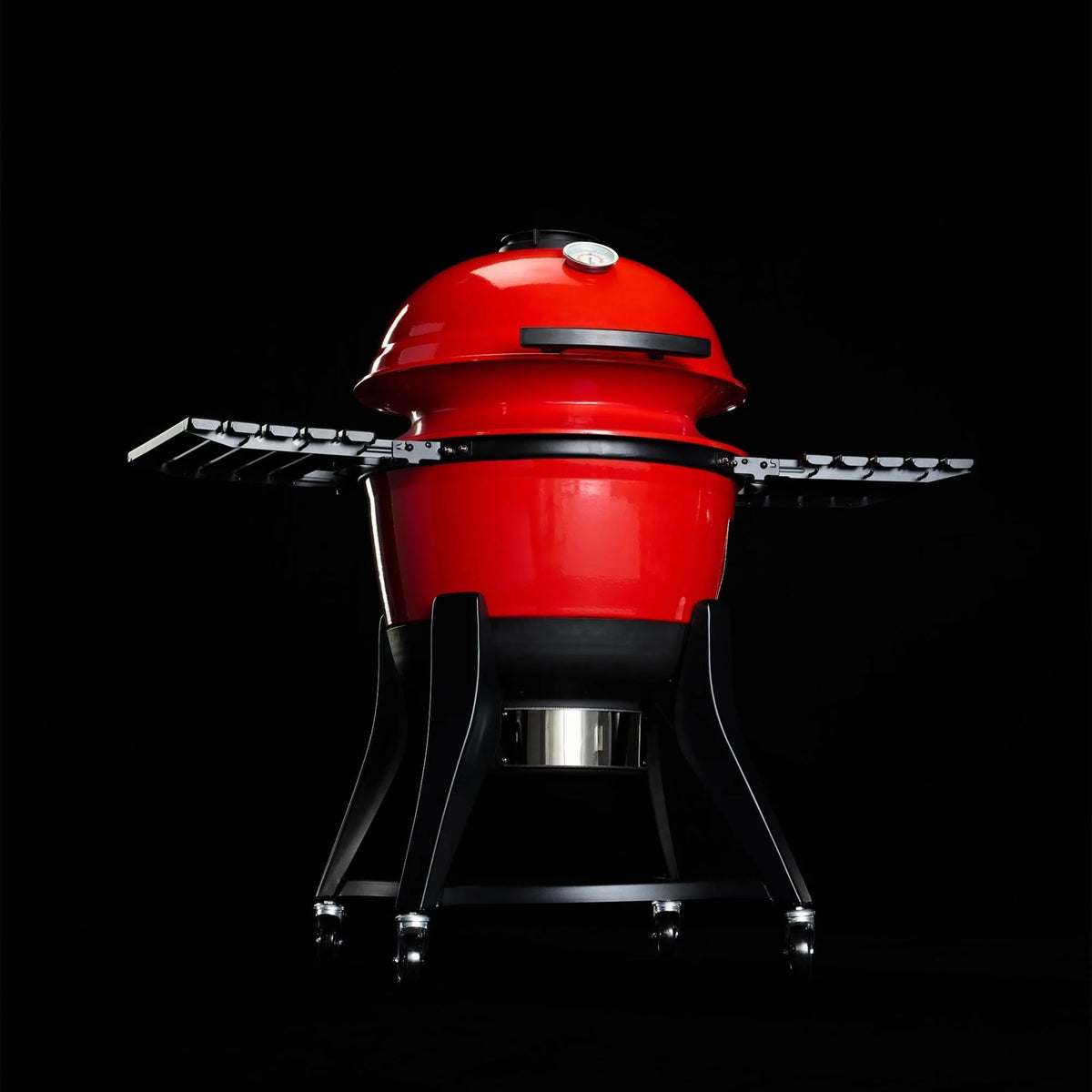 Kamado Joe Kettle Joe 22 in. Charcoal Grill in Red with Hinged Lid, Cart, and Side Shelves