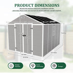 Enyopro 6 x 4.4FT Outdoor Storage Shed, All-Weather Plastic Resin Utility Tool Large Shed with Dual Lockable Doors for Patio Backyard Lawn, Gray