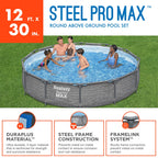 Bestway Steel Pro MAX 12' x 30" Above Ground Outdoor Swimming Pool Set