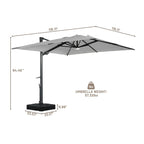 Boyel Living Cantilever Outdoor Patio Umbrellas, with Bluetooth Ambient Light & Base, Offset Square Umbrella for Pool Deck Garden Backyard, Navy Blue