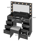 Ktaxon Large Makeup Vanity, Vanity Table Set w/ Visible Glass Top w/ Charging Station, White