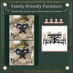 Besthome Farmhouse Extendable Round Kitchen Dining Room Table Set with Upholstered Chairs of 4, 5 Piece Round Dining Table Set with Extendable Table, Espresso