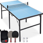 Best Choice Products 6x3ft Portable Ping Pong Table Game Set, Folding Table Tennis w/ 2 Paddles, Balls - Blue