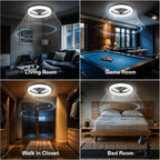 CannonX 14�� Low Profile Ceiling Fans with Lights and Remote, Modern Fandelier Ceiling Fan with Light, 6 Speeds, 3 Lighting Modes 3500K-5500K, Flush Mount for Bedroom, LED 2200 Lumens
