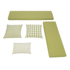 Linon Romero Backless Corner Nook with Storage, 5-Piece Cushion Set, Natural/White/Beige