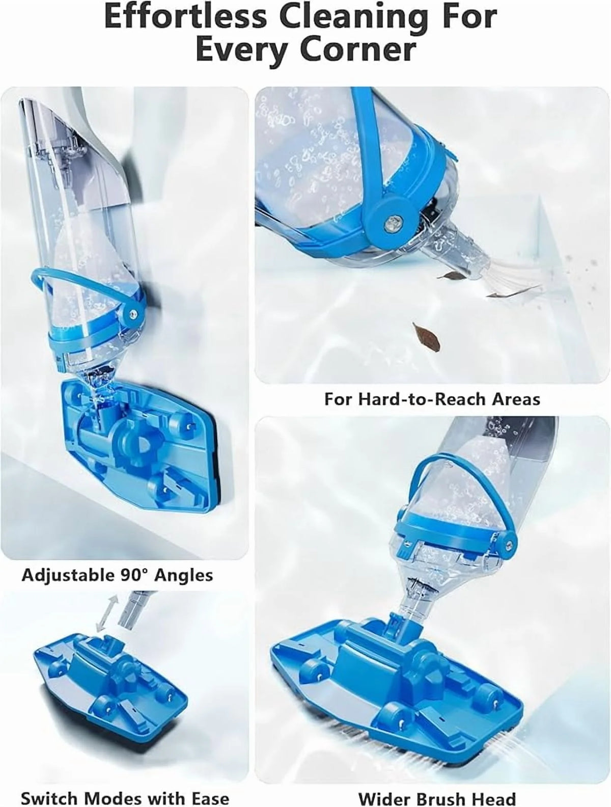 LANCHEZ Cordless Pool Vacuum with Strong Suction, Handheld Rechargeable Swimming Pool Cleaner with Powerful Suction up to 17.5 GPM for Inground and Above Ground Pools, Hot Tubs