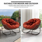 Outdoor Papasan Rocking Chair, Patio Oversized Wicker Egg Rocking Chair, Indoor & Outdoor Comfy Rocker Chair with Thick Cushion, Modern Lounge Chair for Front Porch, Garden, Backyard, Grey