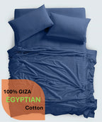 600 Thread Count, 100% Giza Egyptian Cotton Bedding Set, 4-PC Sheets Set, 15 Inch Deep Pocket of Fitted Sheet, Soft Sateen Weave Breathable - Black, Twin