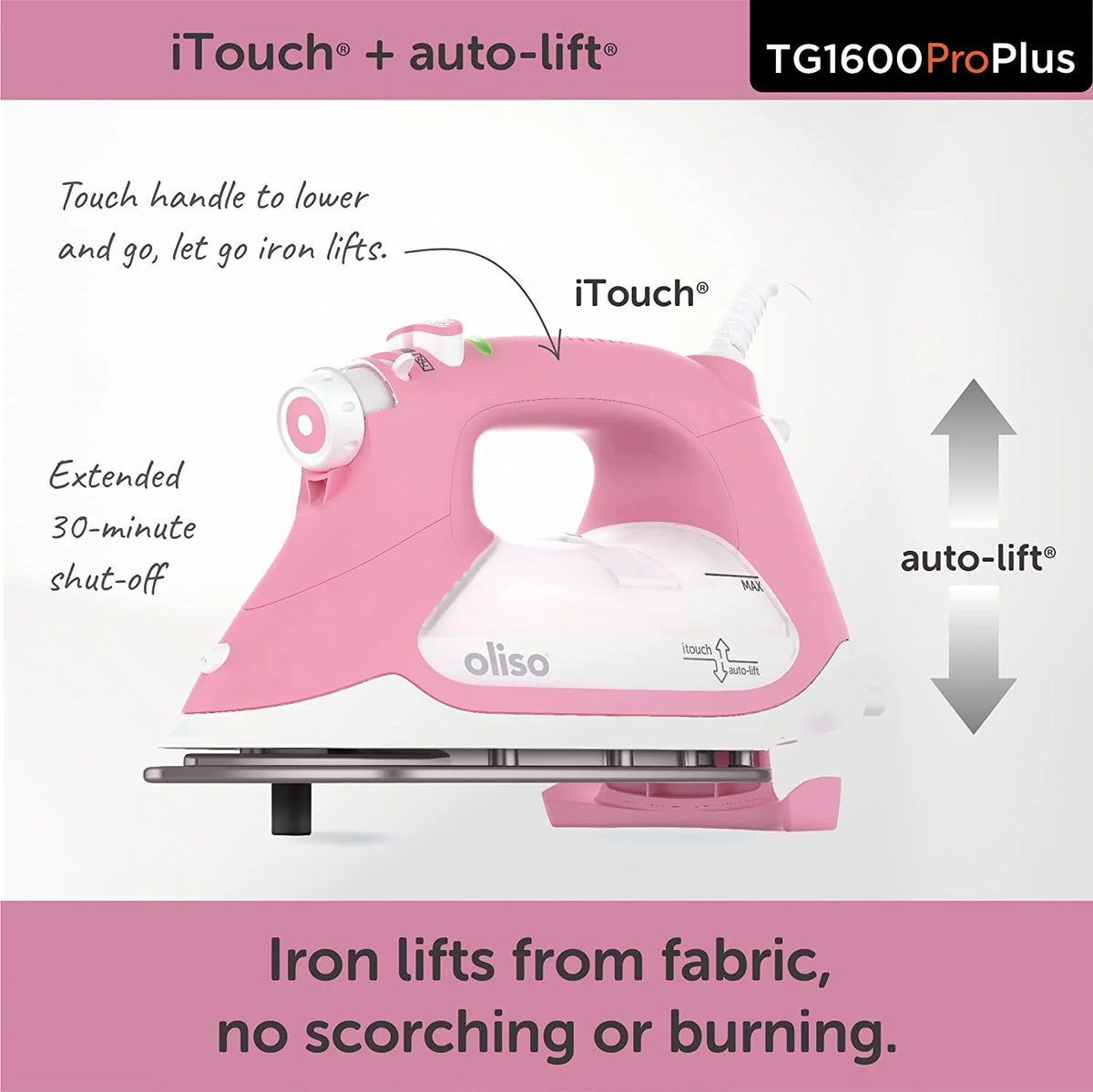 Oliso Pro Plus Ceramic-Coated Steam Iron, Blue