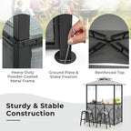 Spaco 3-Piece Patio Bar Set with A Heat-Resistant Tempered Glass Top, Grill Gazebo & 2 Bar Stools with Tempered Glass Bar Table, Bar Set for Outdoor, Brown