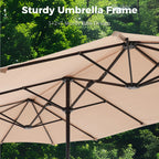 Alpha Joy 15ft Outdoor Patio Umbrella Extra-Large Double-Sided Garden Umbrella with Crank Handle and Base - Smoky Gray