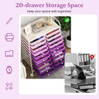 Costway 20 Drawer Rolling Storage Cart Tools Scrapbook Paper Office School Organizer Yellow