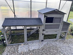MEDEHOO 80" Mobile Chicken Coop with Wheels - Weatherproof Wooden Hen House, Outdoor Poultry Cage & Nesting Box Run, Expandable Design