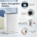 Costway 52 Pint Dehumidifier for Basement 4500 Sq. Ft Portable Dehumidifier 24H Timer