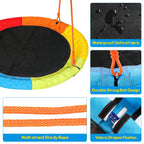 GIKPAL Swing Sets for Outside 440lbs Swing Set for 2-3 Kids Outdoor with Heavy-Duty Metal Frame & Adjustable Ropes Round Swing, Rainbow