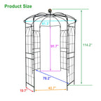 Metal Garden Arch Iron Garden Arbors Gazebo Dia81.3'' x 114.2'' High Birdcage Shape Pergola Pavilion for Wedding Ceremony Outdoor Black