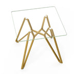 35.4 Inch Square Tempered Glass Dining Table Suitable For 2 To 4 People Space Saving Small Kitchen Dining Table Equipped With Sturdy Metal Table Legs Suitable For Dining Room Living Room Gold