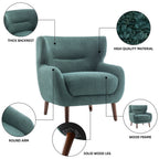ALEAVIC White Accent Chair Upholstered Armchair with Solid Wood Legs