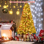 Costway 7ft Pre-lit Hinged Christmas Tree w/ Remote Control & 9 Lighting Modes