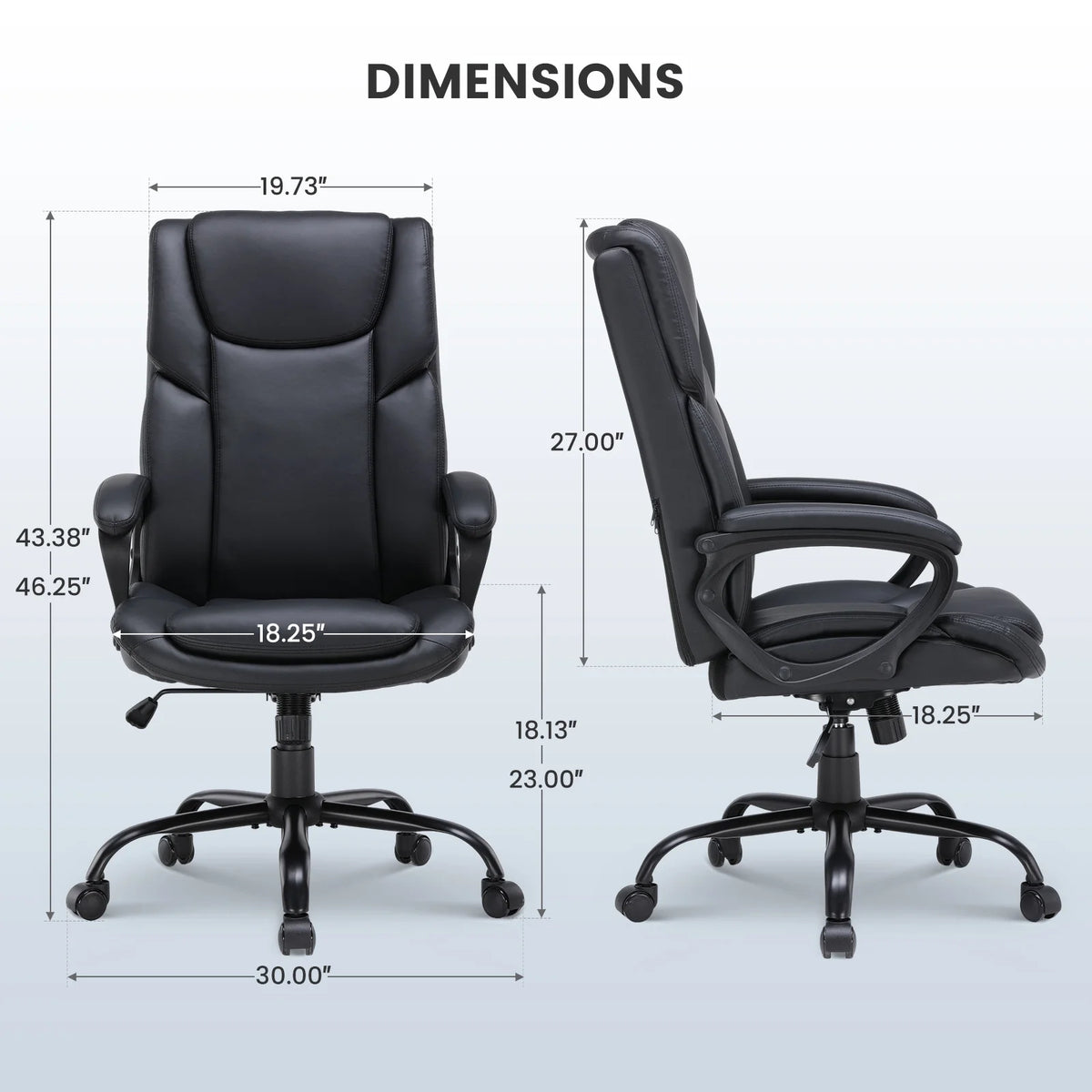 Mainstays Executive Ergonomic High Back Leather Home Office Desk Chair, Black