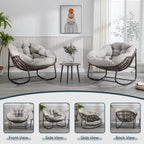 Outdoor Papasan Rocking Chair, Patio Oversized Wicker Egg Rocking Chair, Indoor & Outdoor Comfy Rocker Chair with Thick Cushion, Modern Lounge Chair for Front Porch, Garden, Backyard, Grey