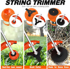 Datingday 52CC Orange Gas Weed Wacker, 2-Stroke Weed Eater Gas Powered, 6-in-1 Gas Hedge Trimmer, Gas Brush Cutter, Gas String Trimmer, Pole Saw with Extension Pole