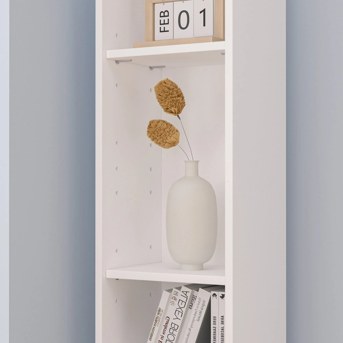 Javlergo 71" Tall Narrow Bookcase, Small Corner Bookshelf with Adjustable Shelves & Drawer, White