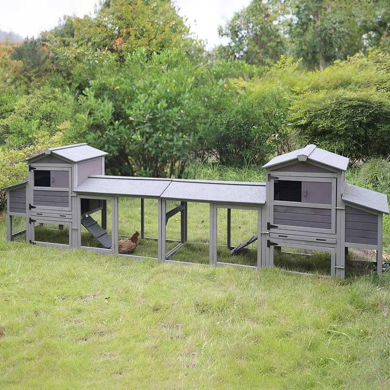 MEDEHOO 80" Mobile Chicken Coop with Wheels - Weatherproof Wooden Hen House, Outdoor Poultry Cage & Nesting Box Run, Expandable Design