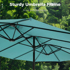 Alpha Joy 15ft Outdoor Patio Umbrella Extra-Large Double-Sided Garden Umbrella with Crank Handle and Base - Smoky Gray