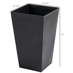 Outsunny Set of 3 Tall Planters with Drainage Hole, Outdoor Flower Plant Pots, Indoor Planters for Porch, Front Door, Entryway, Patio and Deck, Black