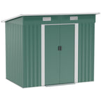 Outsunny 4.6' x 9' Metal Outdoor Storage Shed, Garden Utility Tool House with Double Lockable Doors for Backyard, Patio, Lawn, Garage, White