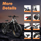 Dual Motor PEAK 3000W Electric Bike for Adults,31mph 48V 23Ah Electric Bicycle,26" Fat Tire Mountain Bike UL2849