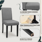 Furmax, Set of 4 Upholstered Dining Chairs with Wooden Legs, Fabric, Gray