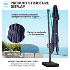 Pellebant 10 ft. x 10 ft. Square Double Top Patio Cantilever Umbrella, Navy Blue