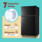 WANAI 5.0 Cu.ft Mini Refrigerator with Freezer 7 Settings Temp Adjustable Large Compact Fridge Silver
