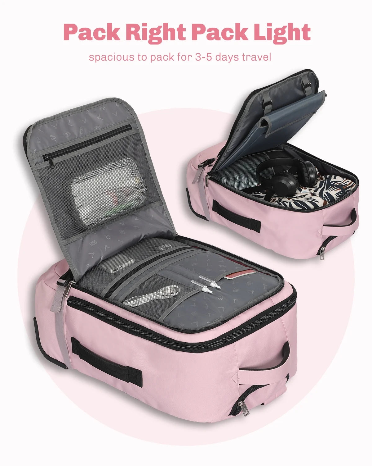 Hynes Eagle 22" Hybrid Carry-On Luggage, Softside Rolling Backpack, Grey