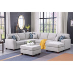 Devion Furniture 7-Piece Upholstered Modern Fabric Sectional in Light Gray