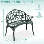 Ktaxon Outdoor Patio Park Garden Bench Courtyard Leisure Rose Cast Aluminum, Outdoor Loveset, Bronze