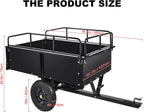 Heavy Duty Steel ATV Trailer,1600 Lbs Dump Cart, 15 Cubic Feet, Removable Sides, for Riding Lawn Mower Tractor