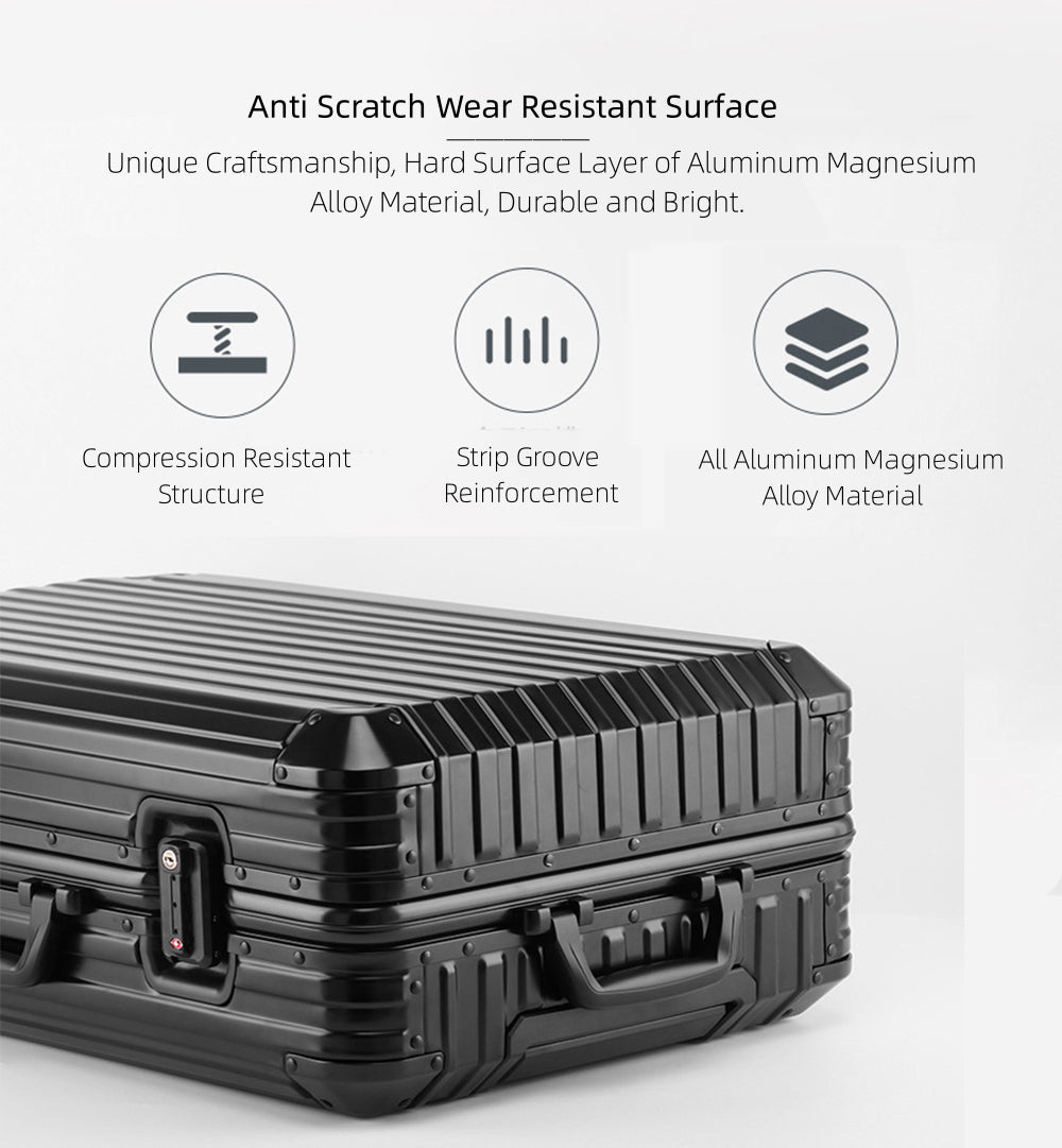 All Aluminum Magnesium Hardshell Carry On Luggage with Lock, Airline Approved Hardside Carry on Suitcase with Spinner Wheels, Checked Metal Rolling Luggage Case for Travel, Business