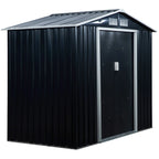 Outsunny 7' x 4' Metal Storage Shed Organizer, Garden Tool House with 4 Vents and 2 Sliding Doors for Backyard, Patio, Garage, Lawn, Dark Gray