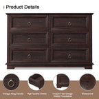 FAGAGA 6 Drawers Dresser for Living Room,Storage Cabinet Wooden Dressers Organizer for Bedroom,White