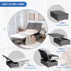 Costway Folding Ottoman Sleeper Bed with Mattress Convertible Guest Bed Grey