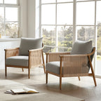 CHITA Modern Accent Chair, Braid Armchair Living Room Chair, Cream