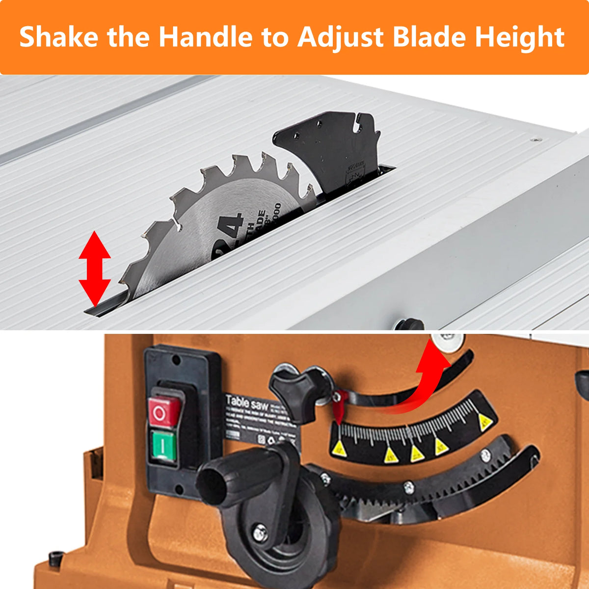 Wpond 1800W, 15A 10in Portable Table Power Saw, 5000 RPM