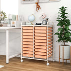 Costway 20 Drawer Rolling Storage Cart Tools Scrapbook Paper Office School Organizer Yellow